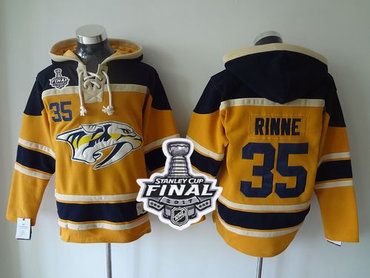 Predators #35 Pekka Rinne Yellow Sawyer Hooded Sweatshirt 2017 Stanley Cup Final Patch Stitched NHL Jersey Predators #35 Pekka Rinne Yellow Sawyer Hooded Sweatshirt 2017 Stanley Cup Final Patch Stitched NHL Jersey