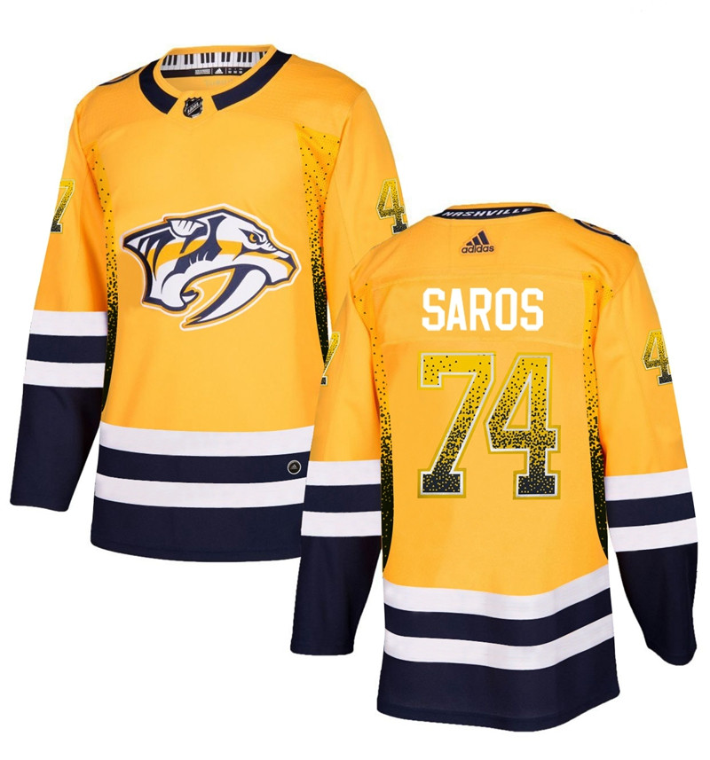 Predators 74 Juuse Saros Gold Drift Fashion Adidas Jersey Predators 74 Juuse Saros Gold Drift Fashion Adidas Jersey