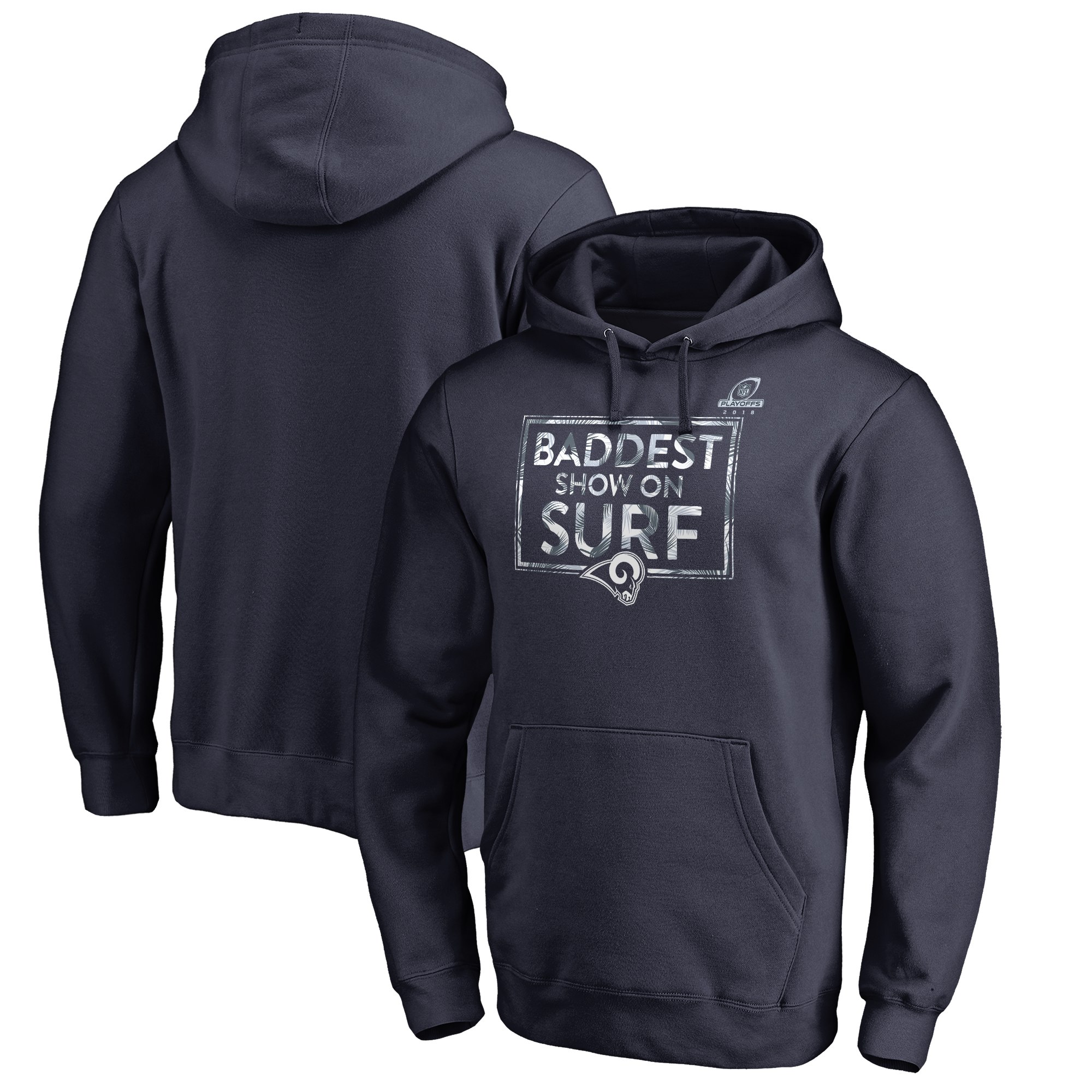 Rams Navy 2018 NFL Playoffs Baddest Show On Surf Men's Pullover Hoodie