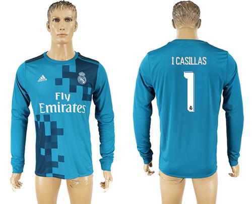 Real Madrid #1 I Casillas Sec Away Long Sleeves Soccer Club Jersey Real Madrid #1 I Casillas Sec Away Long Sleeves Soccer Club Jersey