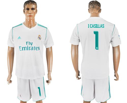 Real Madrid #1 I.Casillas White Home Soccer Club Jersey Real Madrid #1 I.Casillas White Home Soccer Club Jersey