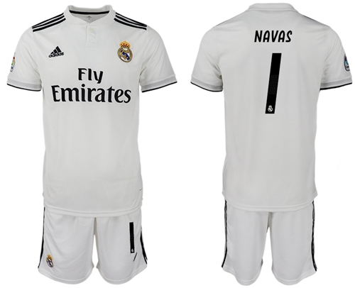 Real Madrid #1 Navas White Home Soccer Club Jersey Real Madrid #1 Navas White Home Soccer Club Jersey