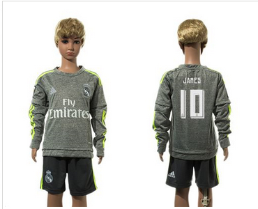 Real Madrid #10 James Grey Long Sleeves Kid Soccer Club Jersey