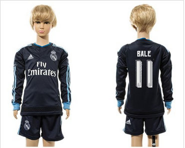 Real Madrid #11 Bale Navy Blue Long Sleeves Kid Soccer Club Jersey (2) Real Madrid #11 Bale Navy Blue Long Sleeves Kid Soccer Club Jersey (2)