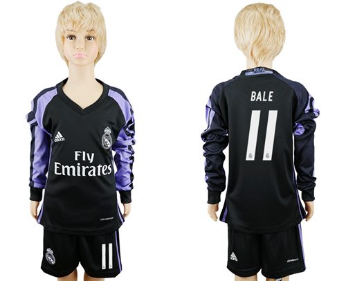 Real Madrid #11 Bale Sec Away Long Sleeves Kid Soccer Club Jersey Real Madrid #11 Bale Sec Away Long Sleeves Kid Soccer Club Jersey