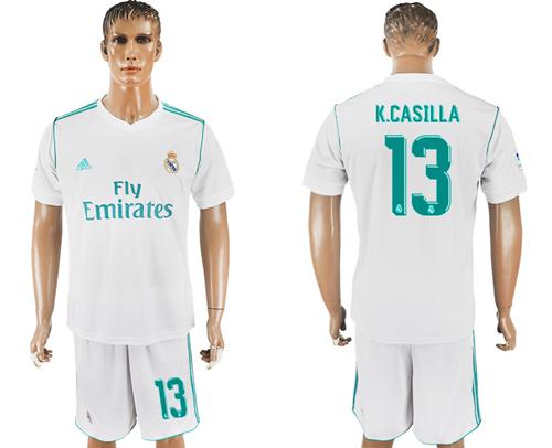 Real Madrid #13 K.Casilla White Home Soccer Club Jersey Real Madrid #13 K.Casilla White Home Soccer Club Jersey