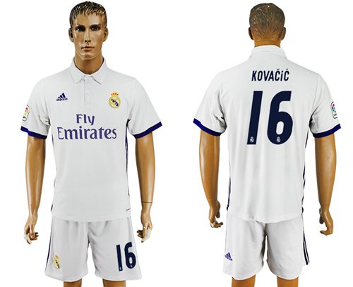 Real Madrid #16 Kovacic White Home Soccer Club Jersey Real Madrid #16 Kovacic White Home Soccer Club Jersey