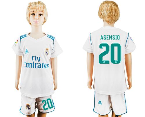 Real Madrid #20 Asensio White Home Kid Soccer Club Jersey Real Madrid #20 Asensio White Home Kid Soccer Club Jersey