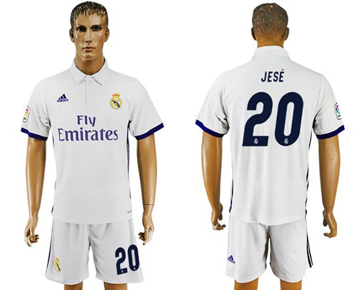 Real Madrid #20 Jese White Home Soccer Club Jersey