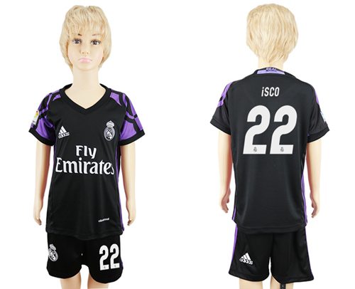 Real Madrid #22 Isco Black Kid Soccer Club Jersey Real Madrid #22 Isco Black Kid Soccer Club Jersey