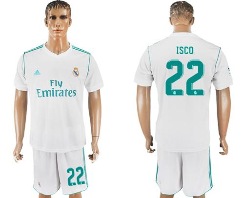 Real Madrid #22 Isco White Home Soccer Club Jersey