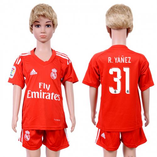 Real Madrid #31 R.Yanez Red Goalkeeper Kid Soccer Club Jersey Real Madrid #31 R.Yanez Red Goalkeeper Kid Soccer Club Jersey