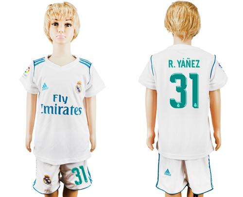 Real Madrid #31 R.Yanez White Home Kid Soccer Club Jersey Real Madrid #31 R.Yanez White Home Kid Soccer Club Jersey