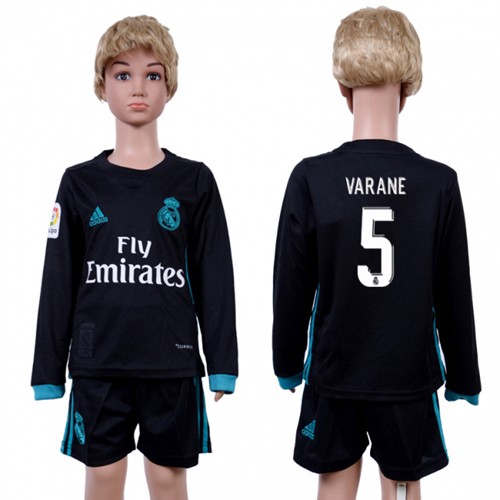 Real Madrid #5 Varane Away Long Sleeves Kid Soccer Club Jersey Real Madrid #5 Varane Away Long Sleeves Kid Soccer Club Jersey