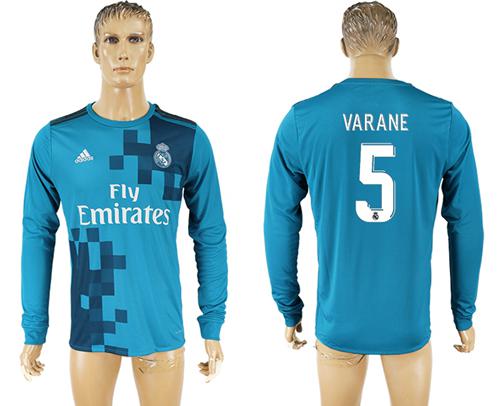 Real Madrid #5 Varane Sec Away Long Sleeves Soccer Club Jersey Real Madrid #5 Varane Sec Away Long Sleeves Soccer Club Jersey