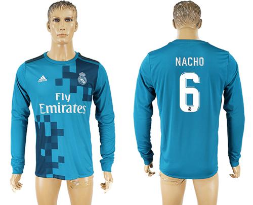 Real Madrid #6 Nacho Sec Away Long Sleeves Soccer Club Jersey Real Madrid #6 Nacho Sec Away Long Sleeves Soccer Club Jersey