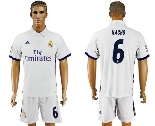 Real Madrid #6 Nacho White Home Soccer Club Jersey Real Madrid #6 Nacho White Home Soccer Club Jersey