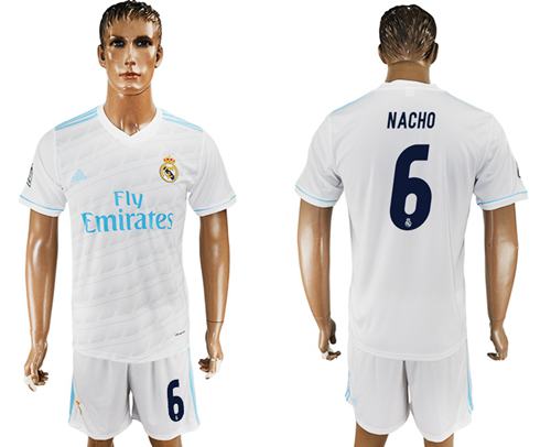 Real Madrid #6 Nacho White Home Soccer Club Jersey Real Madrid #6 Nacho White Home Soccer Club Jersey