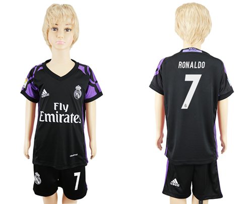 Real Madrid #7 Ronaldo Black Kid Soccer Club Jersey Real Madrid #7 Ronaldo Black Kid Soccer Club Jersey