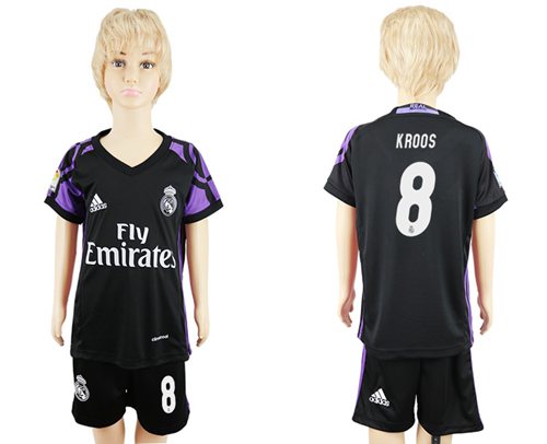 Real Madrid #8 Kroos Black Kid Soccer Club Jersey Real Madrid #8 Kroos Black Kid Soccer Club Jersey
