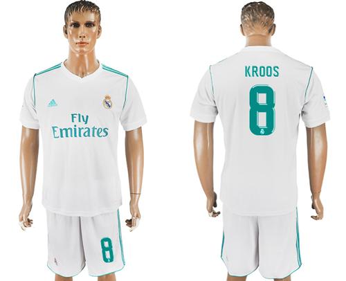 Real Madrid #8 Kroos White Home Soccer Club Jersey
