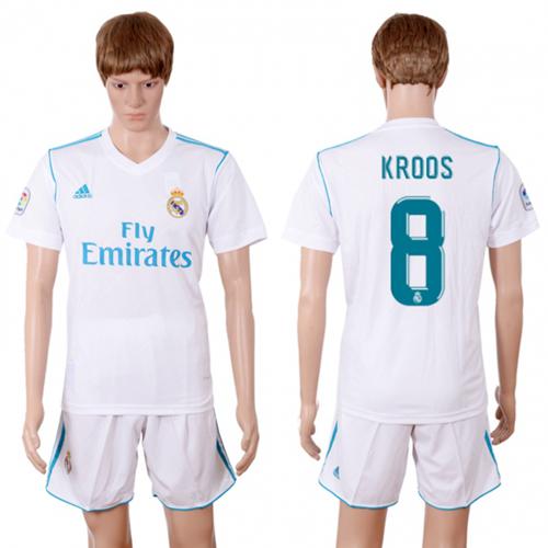 Real Madrid #8 Kroos White Home Soccer Club Jersey Real Madrid #8 Kroos White Home Soccer Club Jersey