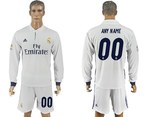 Real Madrid Personalized Home Long Sleeve Soccer Club Jersey Real Madrid Personalized Home Long Sleeve Soccer Club Jersey
