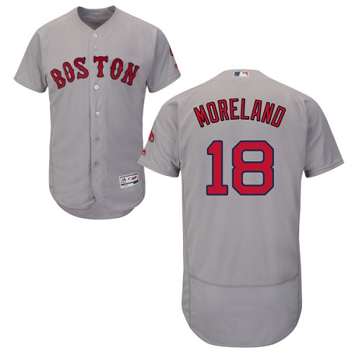 Red Sox #18 Mitch Moreland Grey Flexbase Authentic Collection Stitched Baseball Jersey Red Sox #18 Mitch Moreland Grey Flexbase Authentic Collection Stitched Baseball Jersey