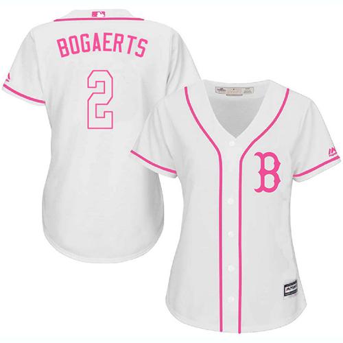 Red Sox #2 Xander Bogaerts White Pink Fashion Women's Stitched MLB Jersey Red Sox #2 Xander Bogaerts White Pink Fashion Women's Stitched MLB Jersey