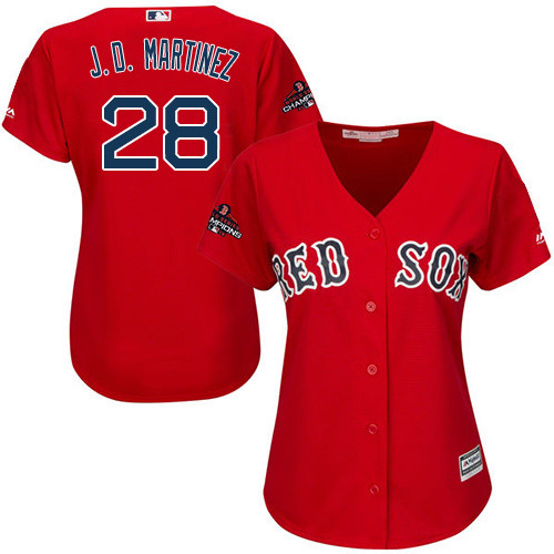 Red Sox #28 J. D. Martinez Red Alternate 2018 World Series Champions Women's Stitched MLB Jersey Red Sox #28 J. D. Martinez Red Alternate 2018 World Series Champions Women's Stitched MLB Jersey