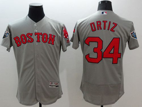 Red Sox #34 David Ortiz Grey Flexbase Authentic Collection 2018 World Series Stitched MLB Jersey Red Sox #34 David Ortiz Grey Flexbase Authentic Collection 2018 World Series Stitched MLB Jersey