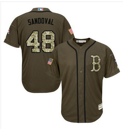 Red Sox #48 Pablo Sandoval Green Salute to Service Stitched MLB Jersey