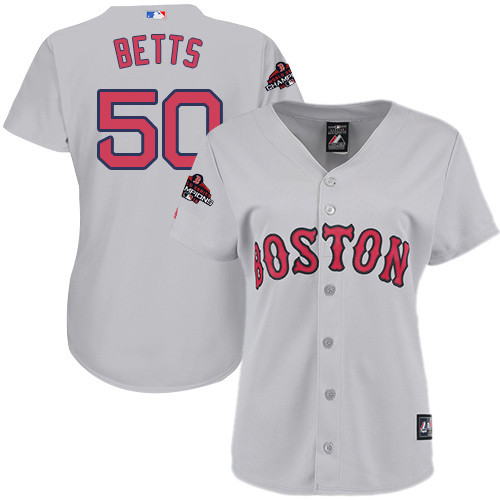 Red Sox #50 Mookie Betts Grey Road 2018 World Series Champions Women's Stitched MLB Jersey Red Sox #50 Mookie Betts Grey Road 2018 World Series Champions Women's Stitched MLB Jersey