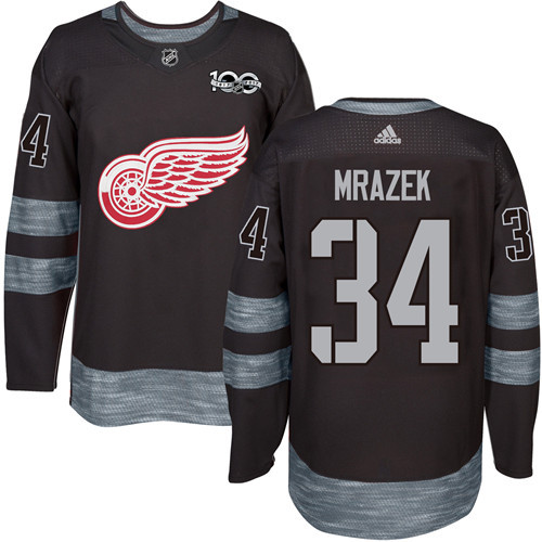 Red Wings #34 Petr Mrazek Black 1917-2017 100th Anniversary Stitched NHL Jersey Red Wings #34 Petr Mrazek Black 1917-2017 100th Anniversary Stitched NHL Jersey
