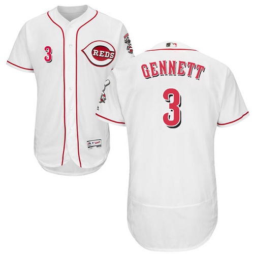Reds #3 Scooter Gennett White Flexbase Authentic Collection Stitched MLB Jersey Reds #3 Scooter Gennett White Flexbase Authentic Collection Stitched MLB Jersey