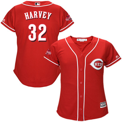 Reds #32 Matt Harvey Red Alternate Women's Stitched Baseball Jersey Reds #32 Matt Harvey Red Alternate Women's Stitched Baseball Jersey