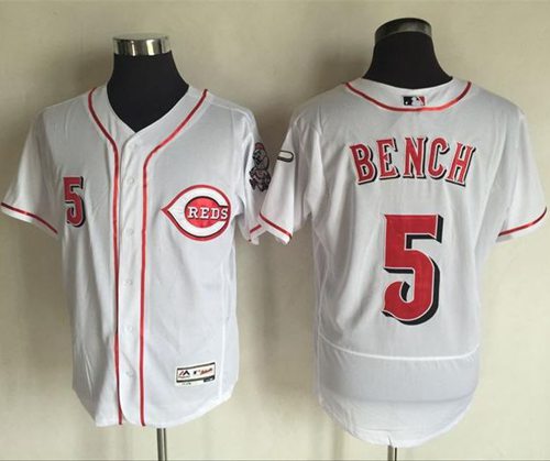 Reds #5 Johnny Bench White Flexbase Authentic Collection Stitched MLB Jersey Reds #5 Johnny Bench White Flexbase Authentic Collection Stitched MLB Jersey