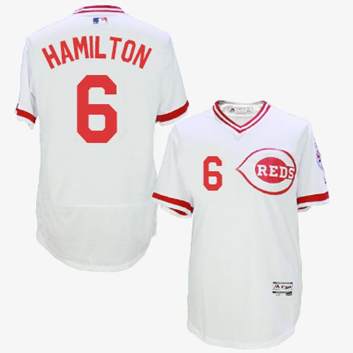 Reds #6 Billy Hamilton White Flexbase Authentic Collection Cooperstown Stitched MLB Jersey Reds #6 Billy Hamilton White Flexbase Authentic Collection Cooperstown Stitched MLB Jersey