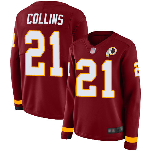 Redskins #21 Landon Collins Burgundy Red Team Color Women's Stitched Football Limited Therma Long Sleeve Jersey Redskins #21 Landon Collins Burgundy Red Team Color Women's Stitched Football Limited Therma Long Sleeve Jersey