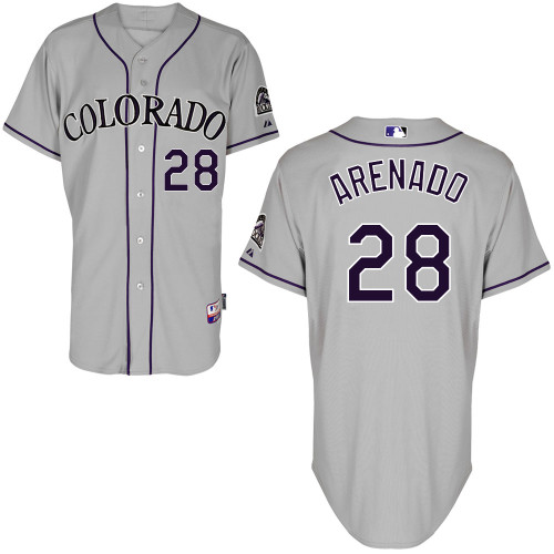 Rockies #28 Nolan Arenado Grey Road Women's Stitched MLB