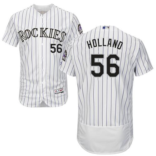 Rockies #56 Greg Holland White Strip Flexbase Authentic Collection Stitched MLB Jersey Rockies #56 Greg Holland White Strip Flexbase Authentic Collection Stitched MLB Jersey