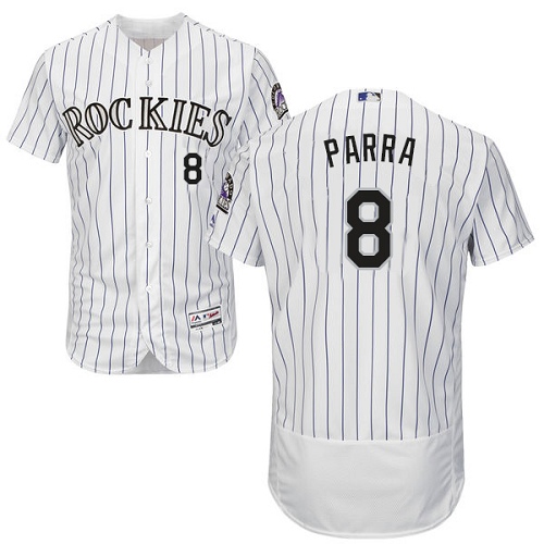 Rockies #8 Gerardo Parra White Strip Flexbase Authentic Collection Stitched Baseball Jersey Rockies #8 Gerardo Parra White Strip Flexbase Authentic Collection Stitched Baseball Jersey