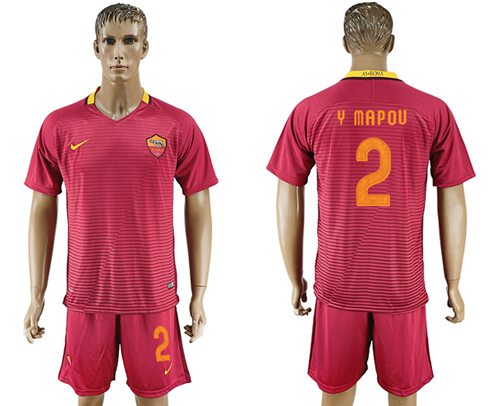 Roma #2 Y Mapou Red Home Soccer Club Jersey Roma #2 Y Mapou Red Home Soccer Club Jersey