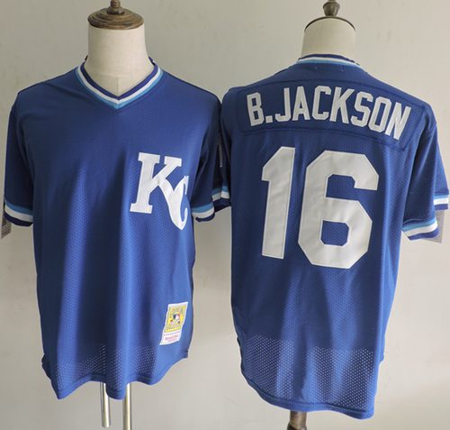 Royals #16 Bo Jackson Blue Throwback Stitched MLB Jersey(Mitchell And Ness) Royals #16 Bo Jackson Blue Throwback Stitched MLB Jersey(Mitchell And Ness)