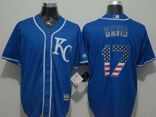 Royals #17 Wade Davis Blue USA Flag Fashion Stitched MLB Jersey Royals #17 Wade Davis Blue USA Flag Fashion Stitched MLB Jersey