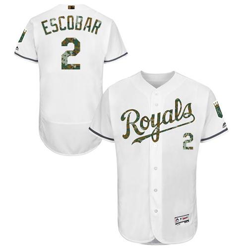 Royals #2 Alcides Escobar White Flexbase Authentic Collection 2016 Memorial Day Stitched MLB Jersey Royals #2 Alcides Escobar White Flexbase Authentic Collection 2016 Memorial Day Stitched MLB Jersey