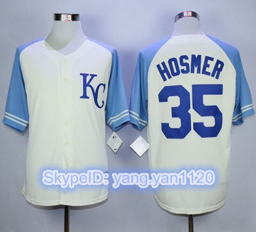 Royals #35 Eric Hosmer Cream Exclusive Vintage Stitched MLB Jersey Royals #35 Eric Hosmer Cream Exclusive Vintage Stitched MLB Jersey