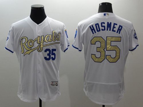 Royals #35 Eric Hosmer White 2015 World Series Champions Gold Program FlexBase Authentic Stitched MLB Jersey Royals #35 Eric Hosmer White 2015 World Series Champions Gold Program FlexBase Authentic Stitched MLB Jersey