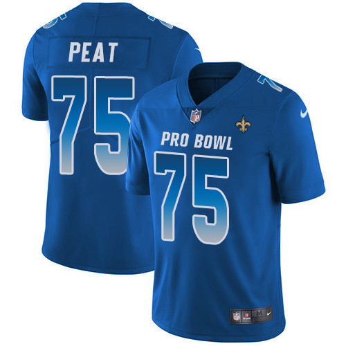 Saints #75 Andrus Peat Royal Men's Stitched Football Limited NFC 2019 Pro Bowl Jersey