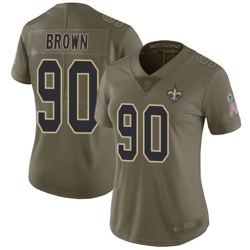 Saints #90 Malcom Brown Olive Women's Stitched Football Limited 2017 Salute to Service Jersey Saints #90 Malcom Brown Olive Women's Stitched Football Limited 2017 Salute to Service Jersey